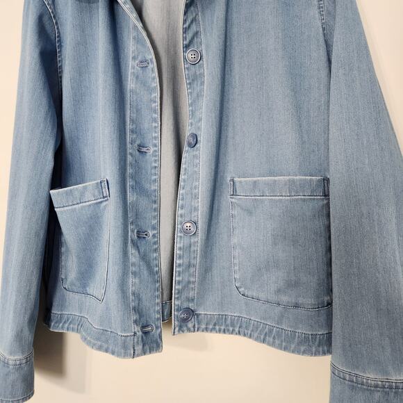 Uniqlo Soft Jersey Relaxed Denim Boxy Barn Jacket Blue, Medium - Picture 4 of 12
